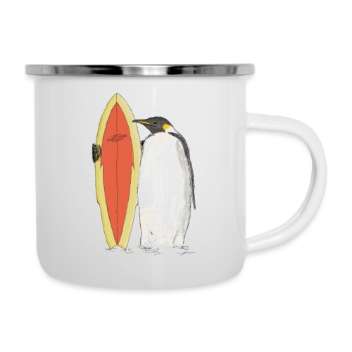Pingwin z deską surfingową - Kubek emaliowany