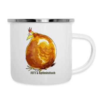 Fett & Optimistisch - Emaille-Tasse - Weiß - Rechts