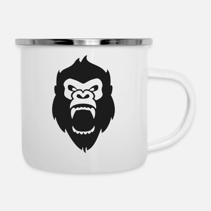 Gorilla - Emaille-Tasse - Weiß