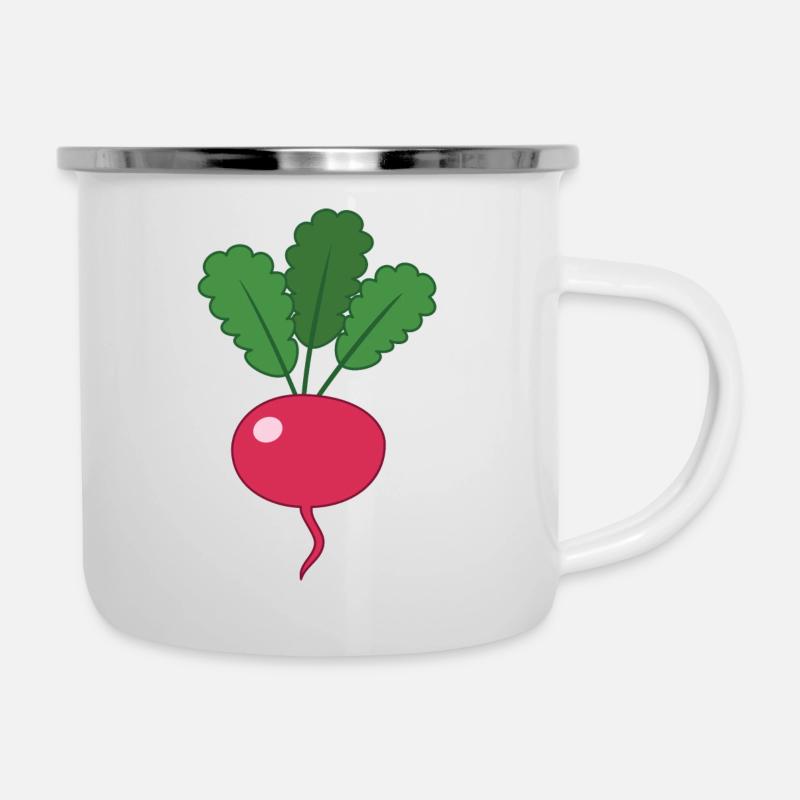 Radieschen - Emaille-Tasse - Weiß
