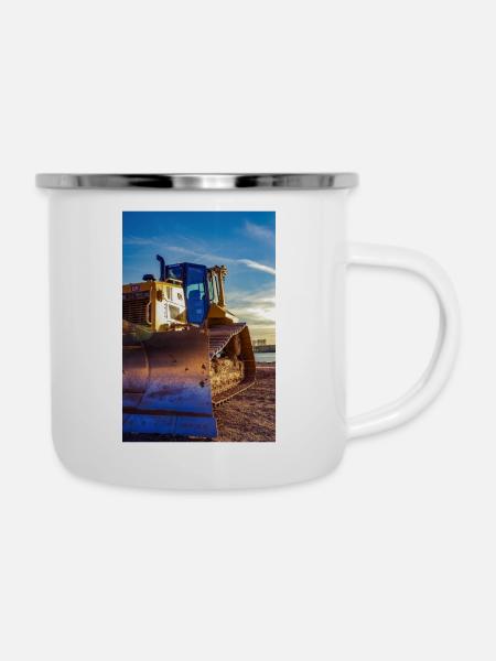 Baumaschinen - Emaille-Tasse - Weiß