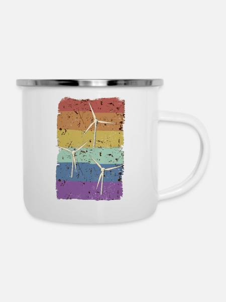 Diverse Windräder (2) - Emaille-Tasse - Weiß