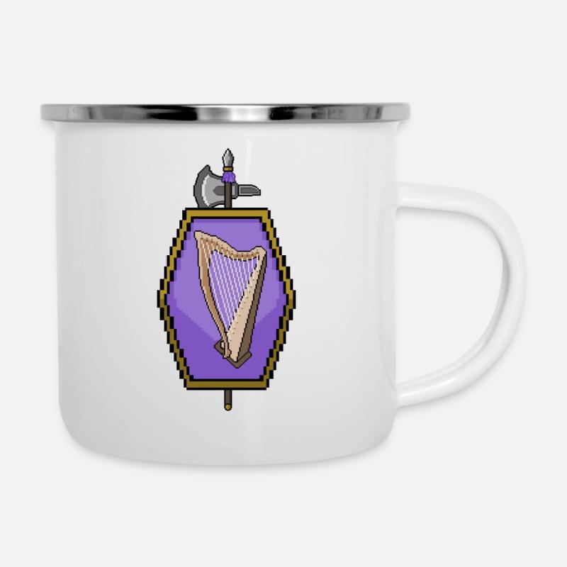 Pixel Harfe auf Schild Wappen - Emaille-Tasse - Weiß