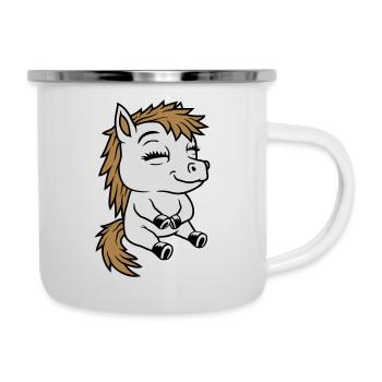 Small seated comic pony - Camper Mug - white - Right