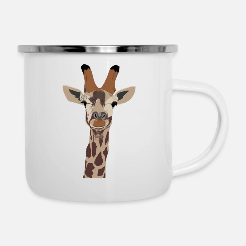 Giraffe Head Giraffe Portrait - Camper Mug - white