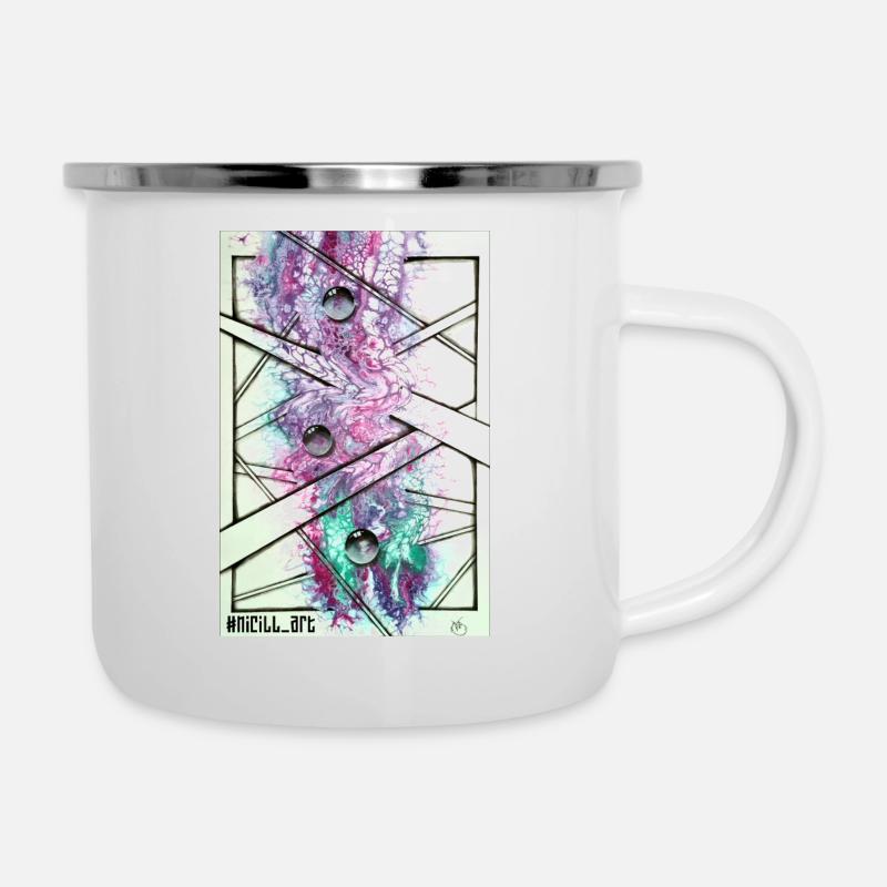 pink bubbles - Emaille-Tasse - Weiß