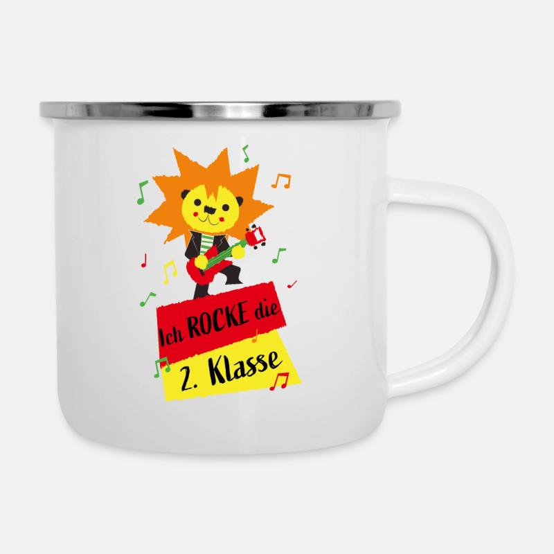 Ich rocke die 2. Klasse - Grundschule Klasse 2 - Emaille-Tasse - Weiß