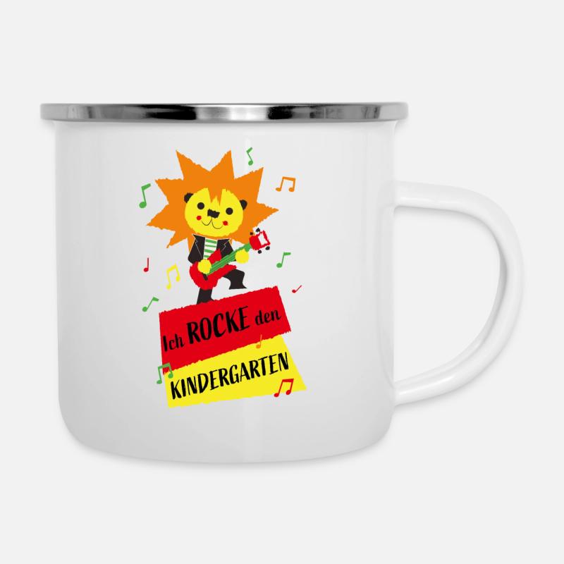 Ich rocke den Kindergarten - erster Tag - Emaille-Tasse - Weiß