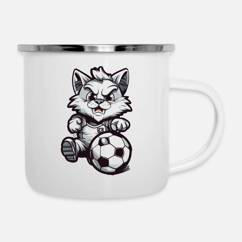 Chat de soccer - Tasse émaillée - blanc