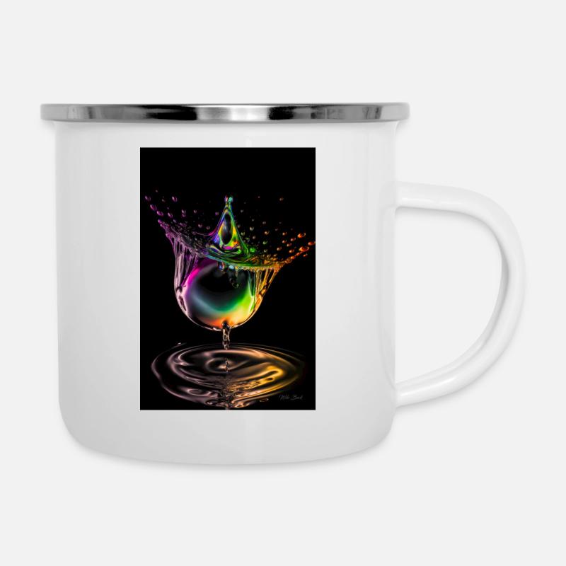 Gouttes néon 2 - Tasse émaillée - blanc