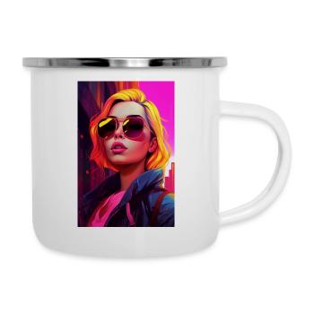 Blond Girl - Emaille-Tasse - Weiß - Rechts