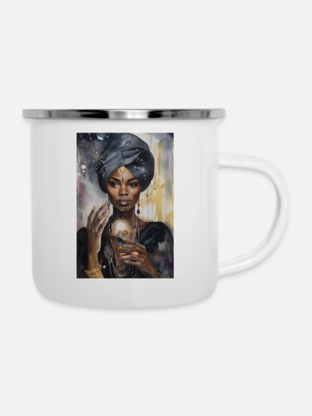 Magisches Hexen Bild - Emaille-Tasse - Weiß