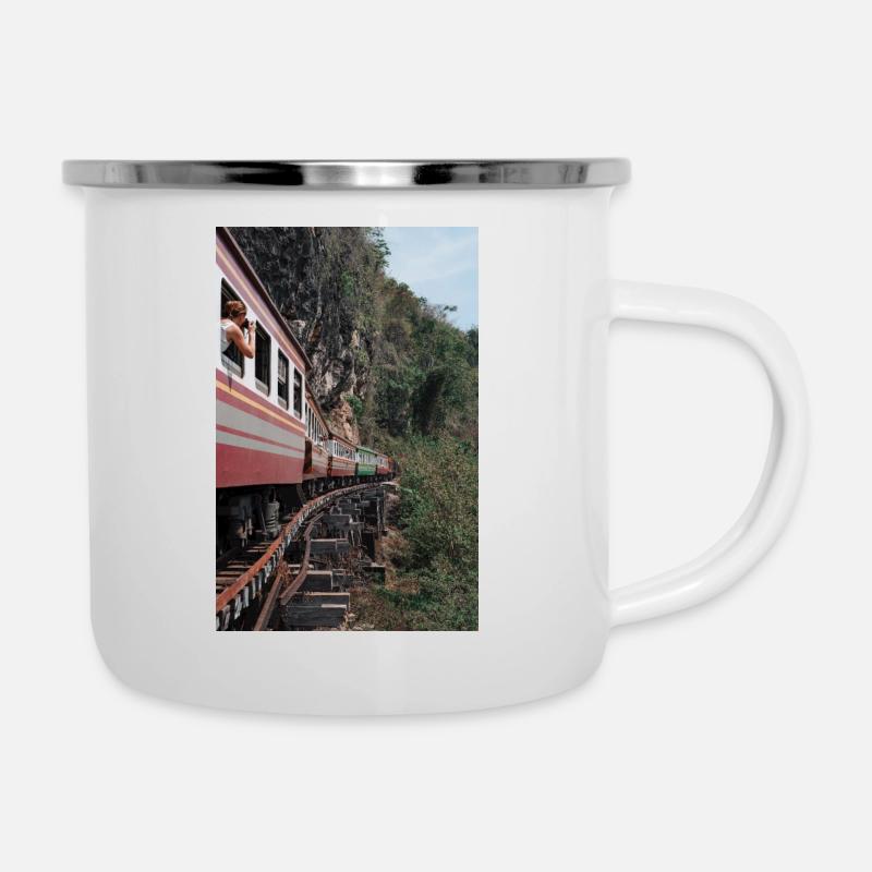 Zug - Emaille-Tasse - Weiß
