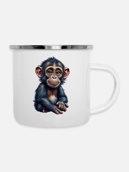 Affe Affe - Emaille-Tasse - Weiß