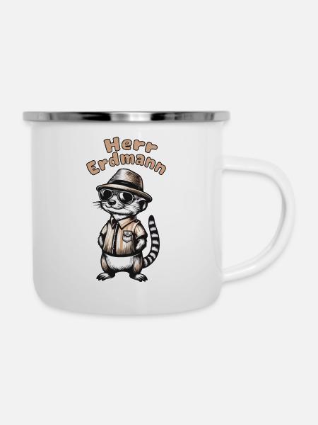 Herr Erdmann - Emaille-Tasse - Weiß