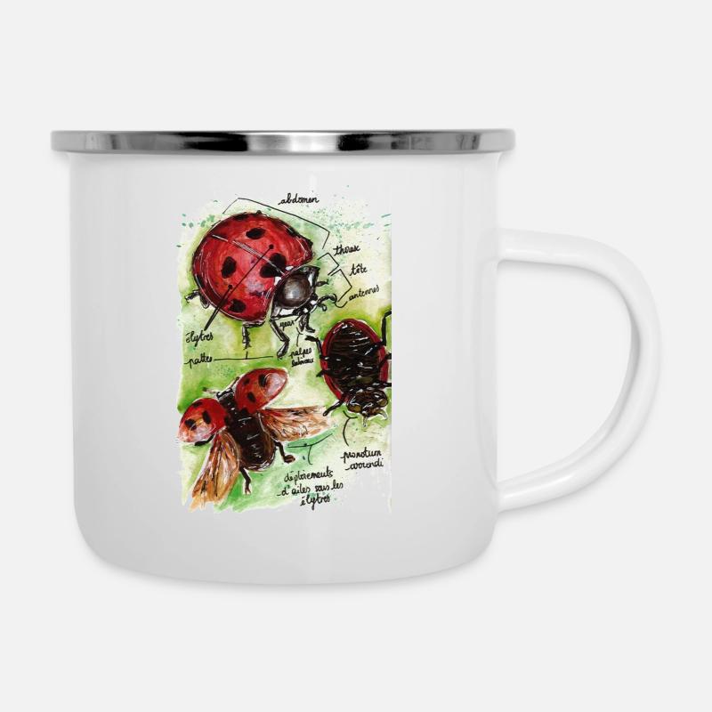 Watercolor Ladybug - Camper Mug - white