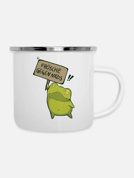 Frösche gegen Nazis - Emaille-Tasse - Weiß