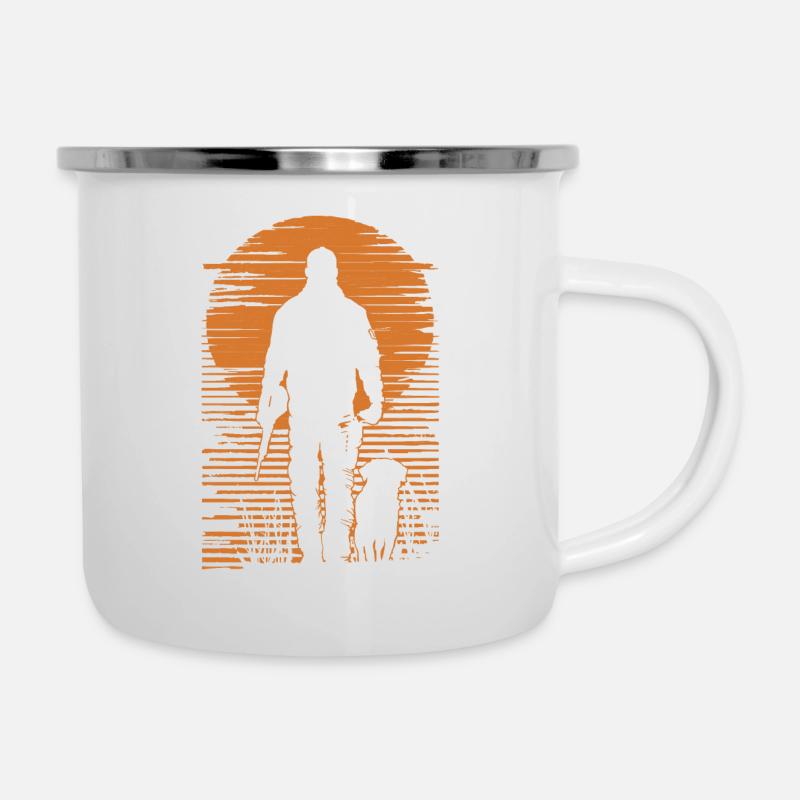 Chasse chasse avec chien rétro vintage - Tasse émaillée - blanc