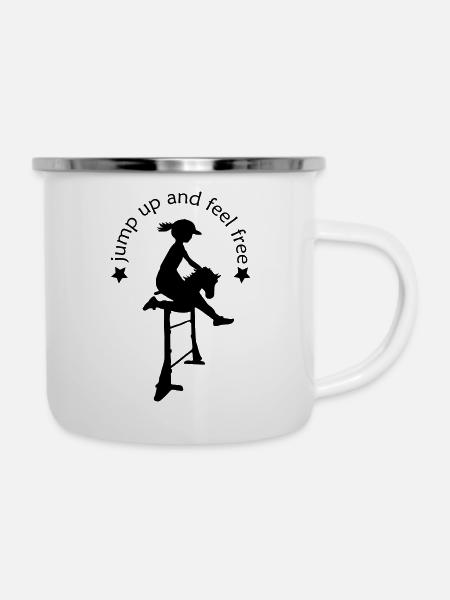 Mädchen Basecap und Zopf - Emaille-Tasse - Weiß