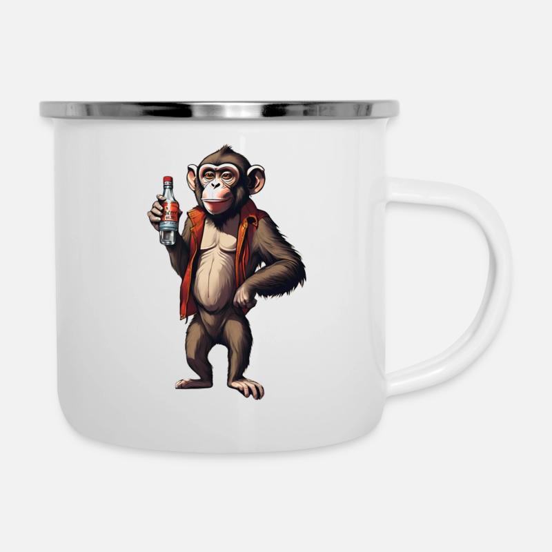 Monkey with vodka - Camper Mug - white