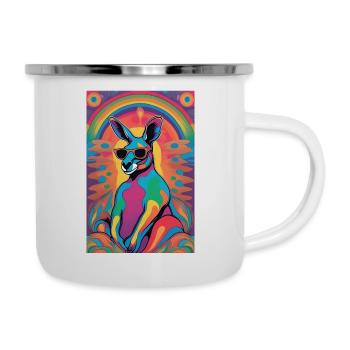 Känguru psychedelisch Meditation - Emaille-Tasse - Weiß - Rechts