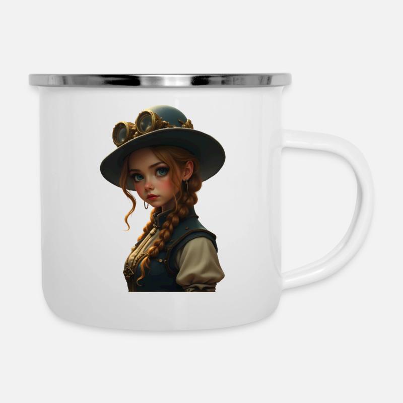 Ms. Fox Steampunk - Emaille-Tasse - Weiß