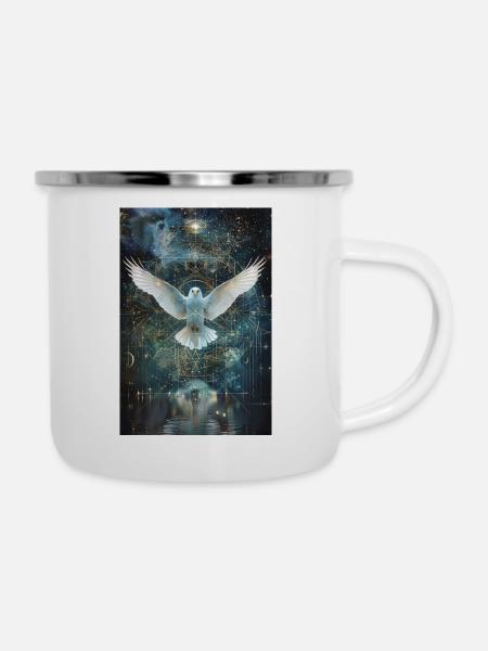 Heilige Geometrie - Emaille-Tasse - Weiß