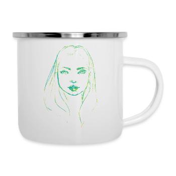 Woman face illustration green - Camper Mug - white - Right