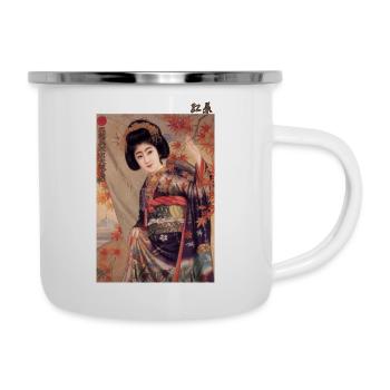 Autumn geisha and red maple leaves - Camper Mug - white - Right