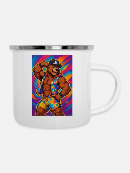 Bär model - Emaille-Tasse - Weiß