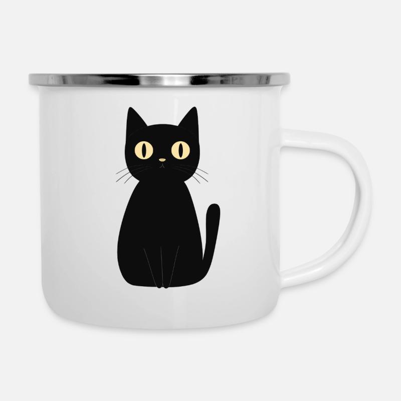 mignon chat noir - Tasse émaillée - blanc