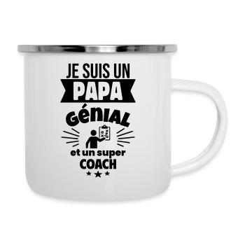 Papa génial & coach – idée fête des pères - Tasse émaillée - blanc - Droite