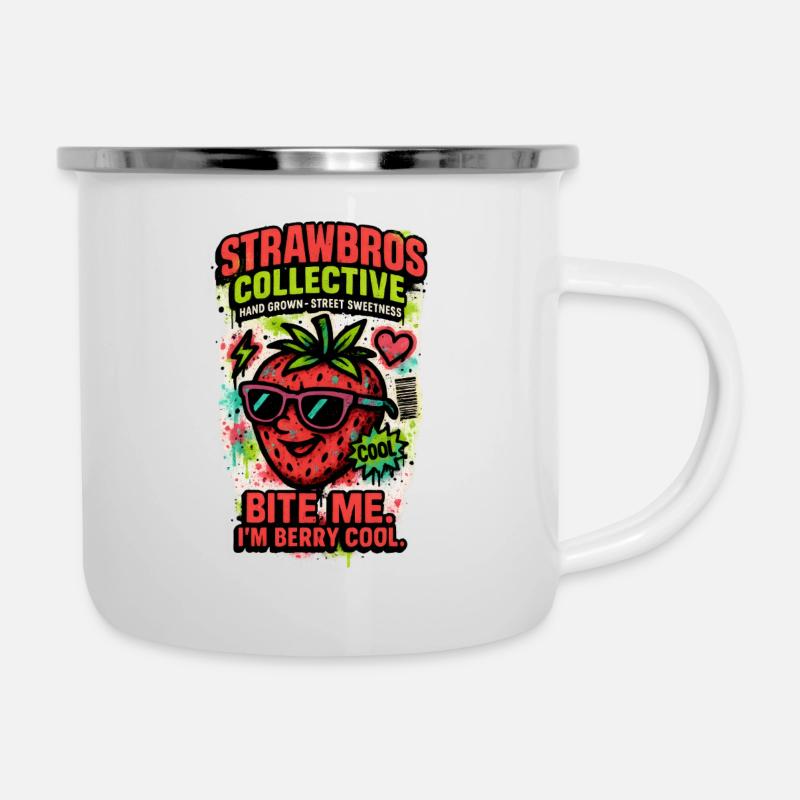 Cool fraise rétro - Tasse émaillée - blanc
