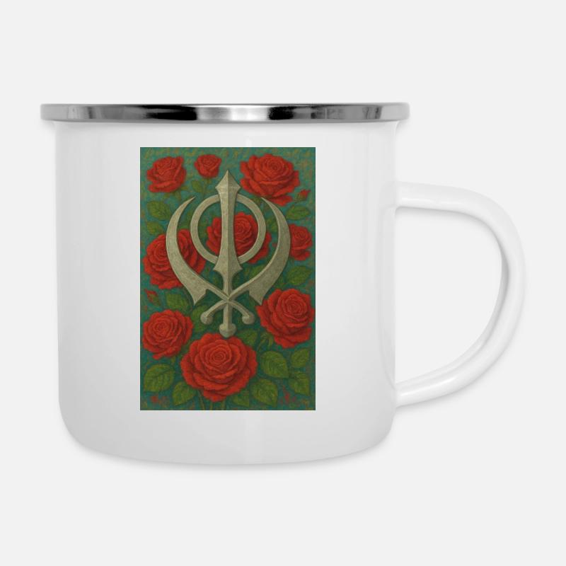 Khanda - Emaille-Tasse - Weiß