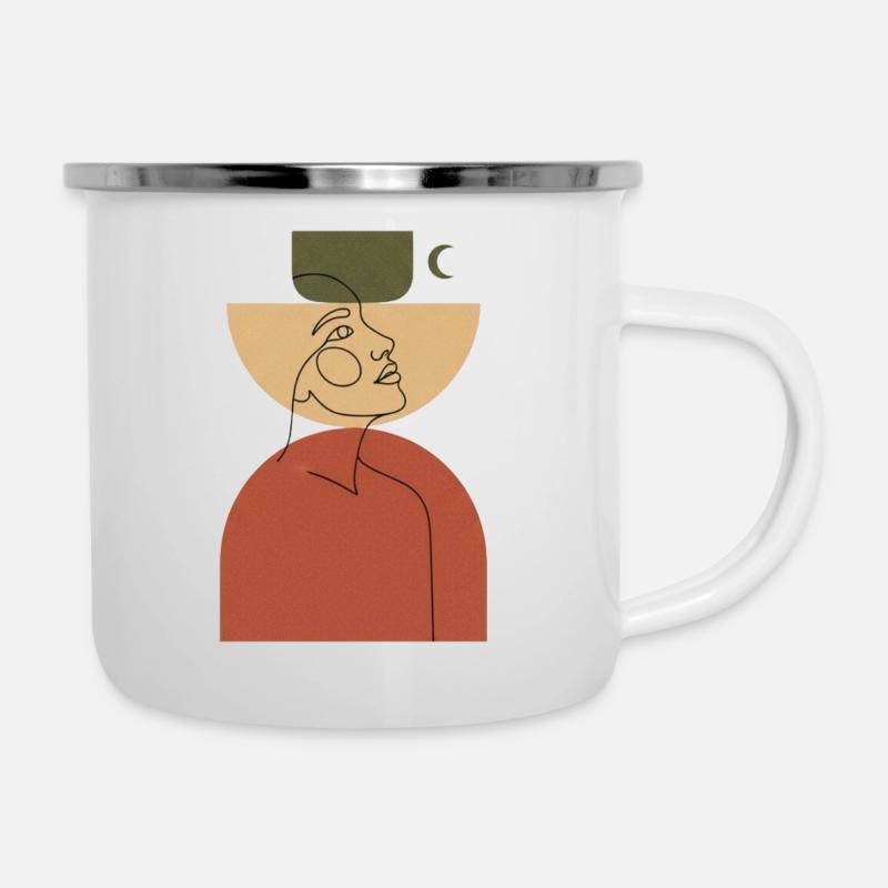 Abstract Head with Geometric Shape - Camper Mug - white