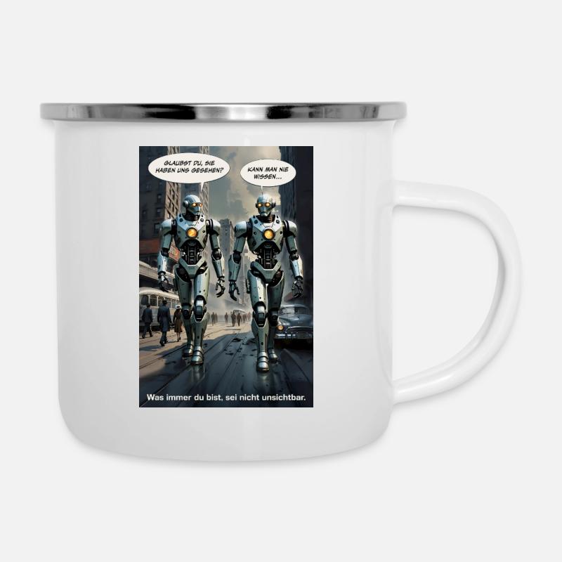 1950s Retro Sci-Fi – "Don't Be Invisible" - Camper Mug - white