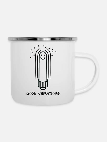 Dildo Vibrator mit guten Vibrationen - Emaille-Tasse - Weiß