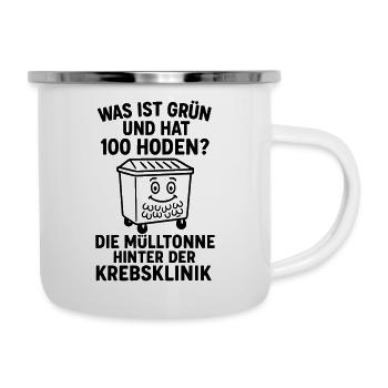 Hoden Witz Klinik Schwarzer Humor - Emaille-Tasse - Weiß - Rechts