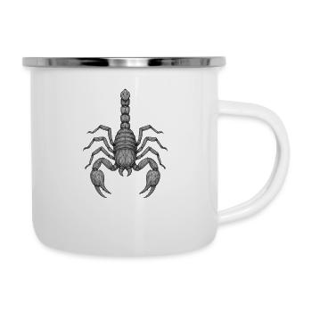 Geometrischer Skorpion Linienkunst - Emaille-Tasse - Weiß - Rechts