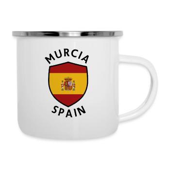 Murcia-Schild unter spanischer Flagge - Emaille-Tasse - Weiß - Rechts