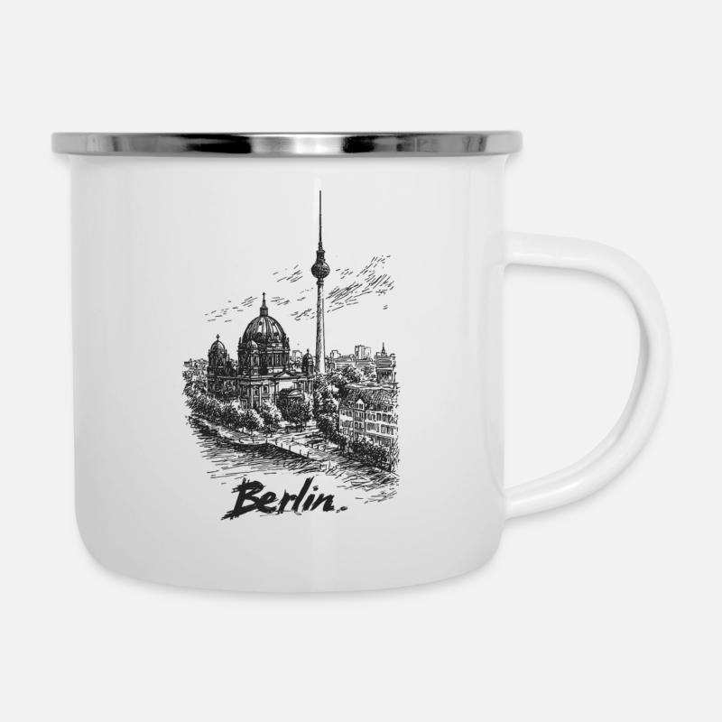 Berlin Skyline Silhouette - Camper Mug - white