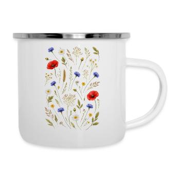 Bunte Wildblumen Illustration Natur Floral Design - Emaille-Tasse - Weiß - Rechts