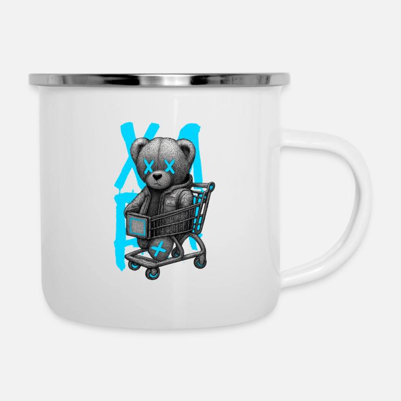 Teddy bear in neon trolley X - Camper Mug - white