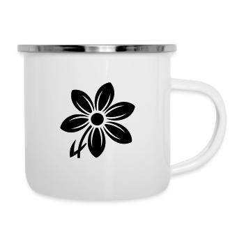 Blume - Emaille-Tasse - Weiß - Rechts