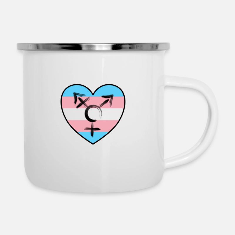 Coeur avec drapeau - Transsexualité - Tasse émaillée - blanc
