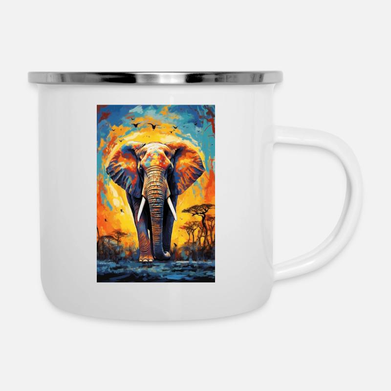 Elefant - Emaille-Tasse - Weiß