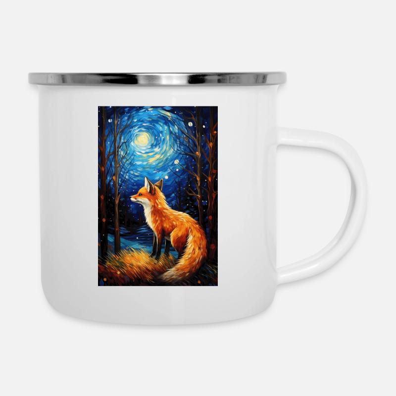 Fuchs - Emaille-Tasse - Weiß
