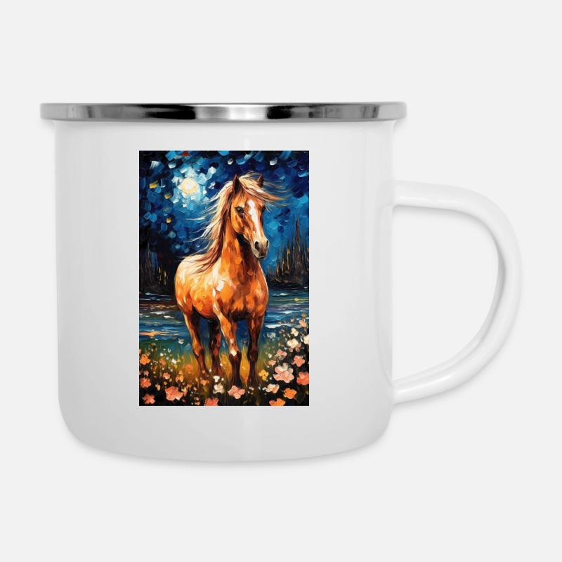 Cheval - Tasse émaillée - blanc