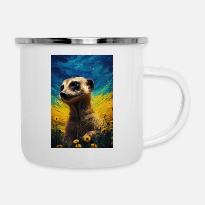 Erdmännchen - Emaille-Tasse - Weiß