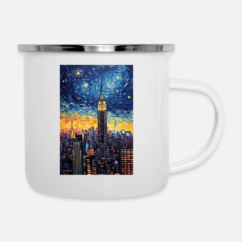 New York - Emaille-Tasse - Weiß